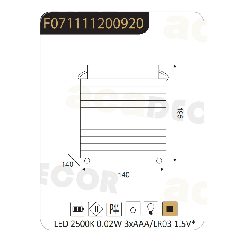 Φανάρι LED Με Μπαταρία Aca Ebeko F0711112 Black