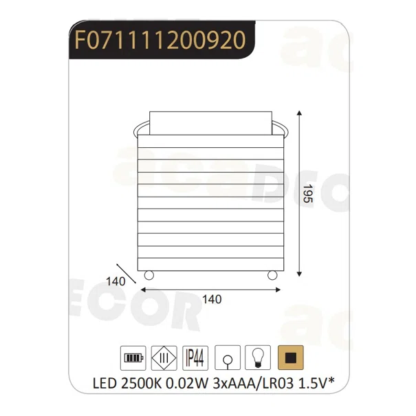 Φανάρι LED Με Μπαταρία Aca Ebeko F0711112 Black