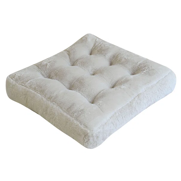Γούνινη Μαξιλάρα Δαπέδου (50x50x12) Pol Rugs & Mats Rabbit Ivory