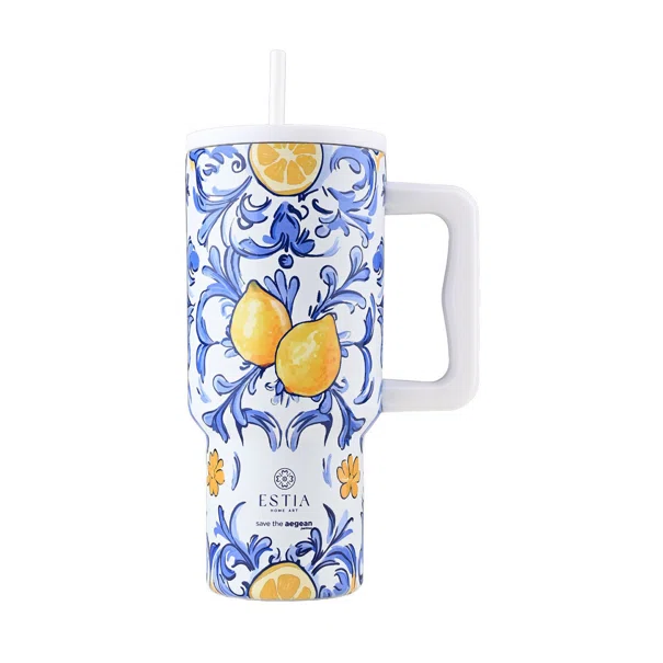 Κούπα Θερμός Με Λαβή & Καλαμάκι 900ml Estia Save The Aegean Tumbler Amalfi Coast 01-34832