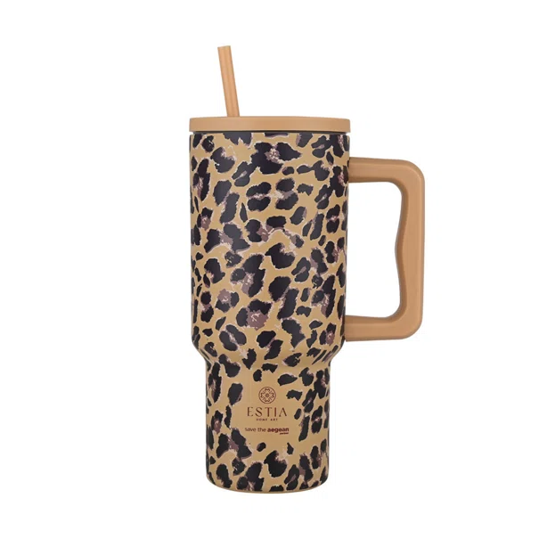 Κούπα Θερμός Με Λαβή & Καλαμάκι 900ml Estia Save The Aegean Tumbler Spotted Prowl 01-34849