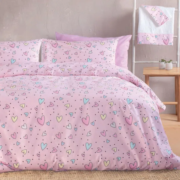 Κουβερλί Υπέρδιπλο (Σετ 220x240) Rythmos Symbol Pop Hearts