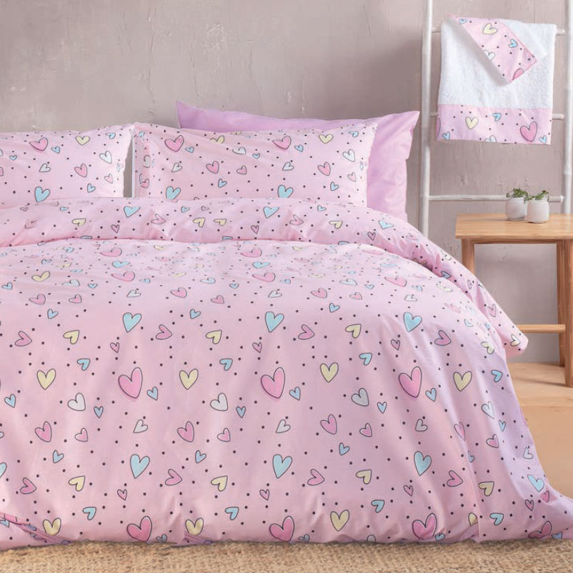 Πάπλωμα Υπέρδιπλο (Σετ 220x240) Rythmos Symbol Pop Hearts