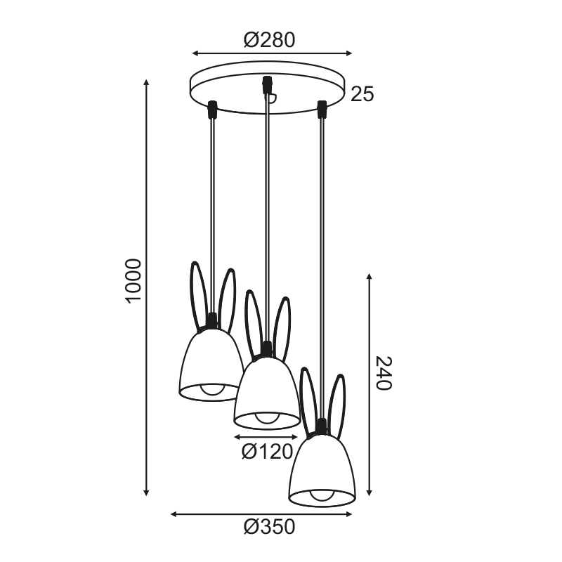 Παιδικό Φωτιστικό Οροφής Τρίφωτο Aca Bunny Zm73P35P Φωτιστικά Παιδικά για Κορίτσια Spitishop