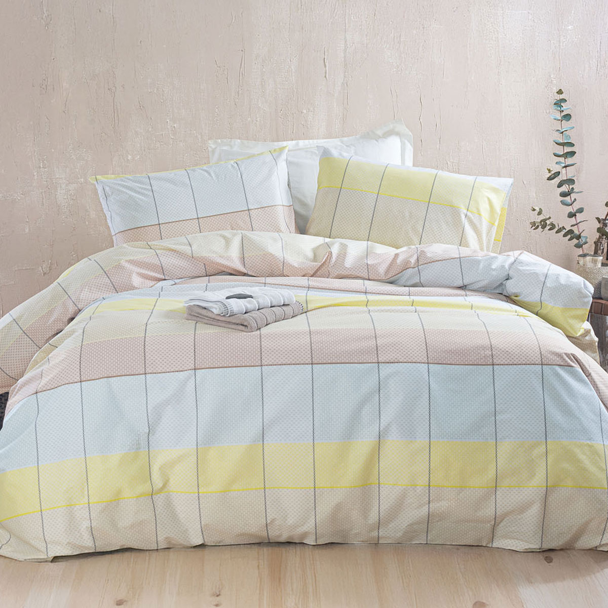 Σεντόνια King Size (Σετ) Rythmos Next Colette Yellow/Blue