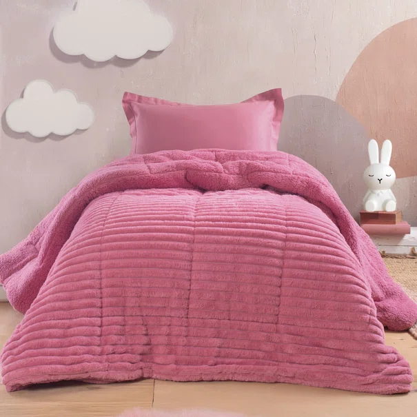 Γούνινο Κουβερτοπάπλωμα Μονό (160x220) Rythmos Butter Pink