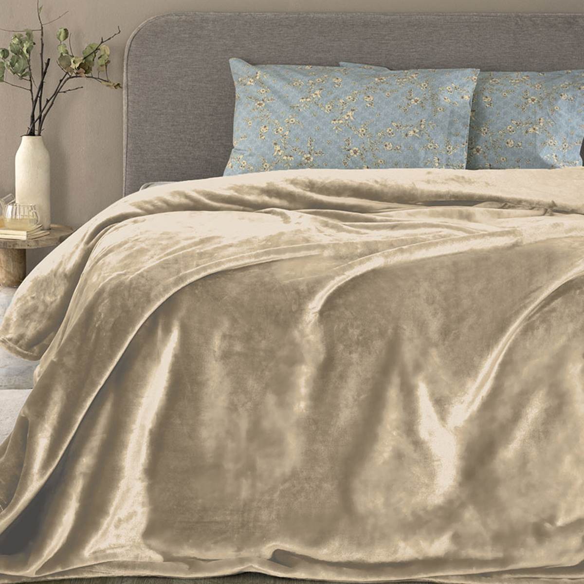 Κουβέρτα Fleece Μονή (160x220) Palamaiki Lucy Fog