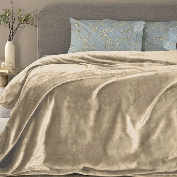 Κουβέρτα Fleece Μονή (160x220) Palamaiki Lucy Fog