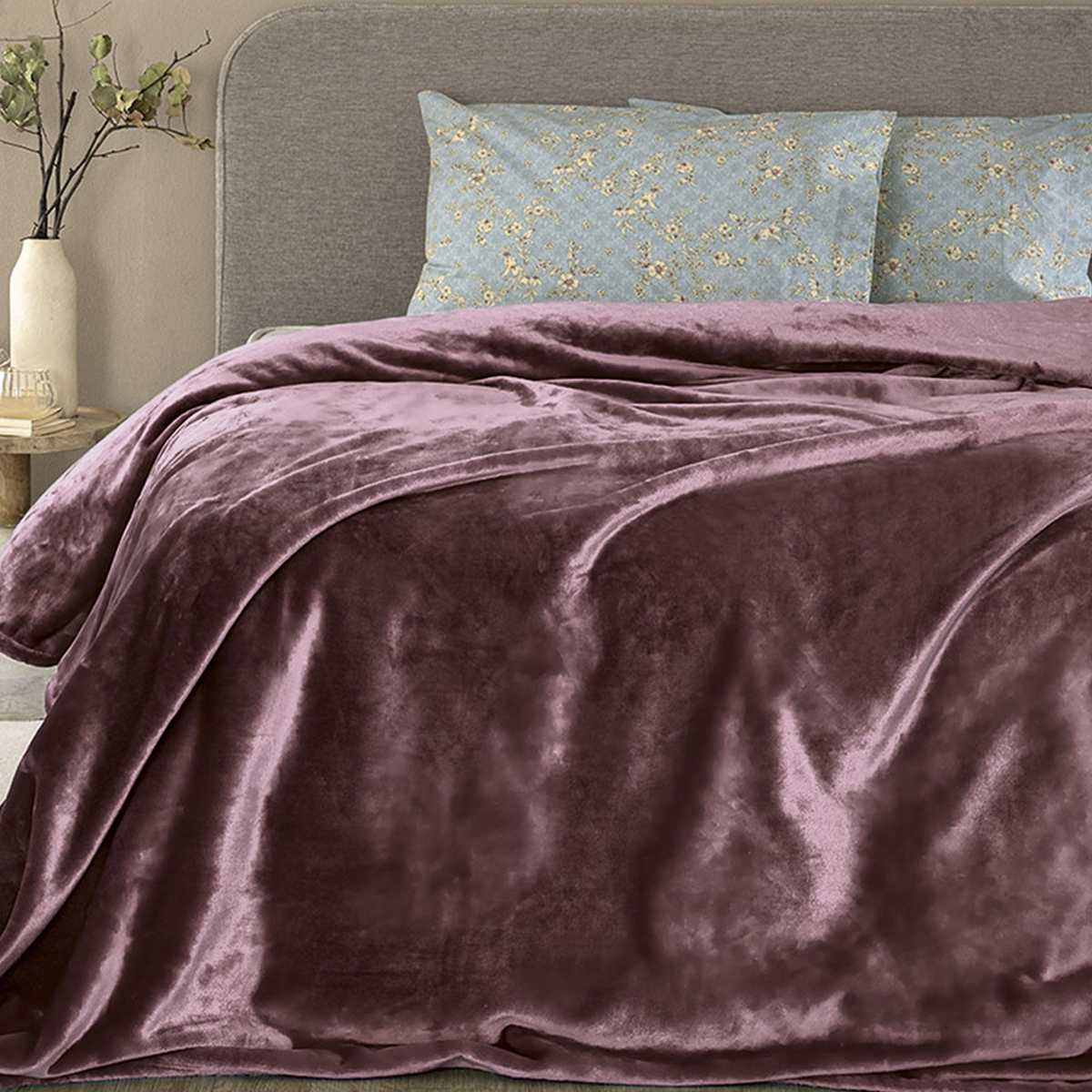 Κουβέρτα Fleece Υπέρδιπλη (220x240) Palamaiki Lucy Mauve