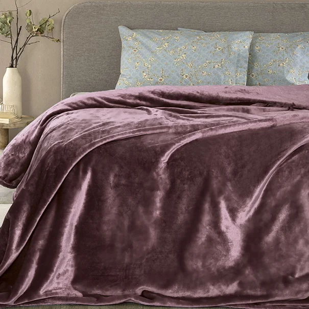Κουβέρτα Fleece Υπέρδιπλη (220x240) Palamaiki Lucy Mauve