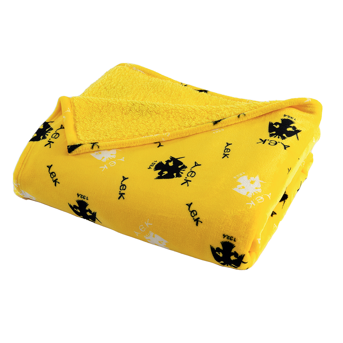 Κουβέρτα Fleece Μονή με Γουνάκι (160X220) Palamaiki Aek Bl Παιδικά Λευκά Είδη 'Υπνου Παιδικές Κουβέρτες Spitishop