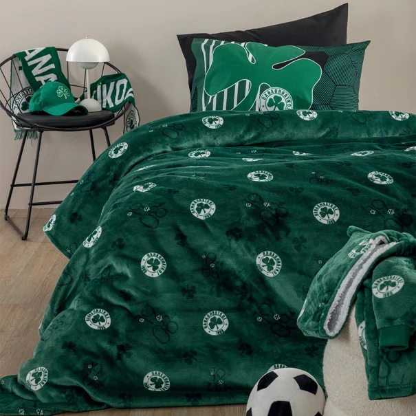 Κουβέρτα Fleece Μονή Με Γουνάκι (160x220) Palamaiki Panathinaikos BL