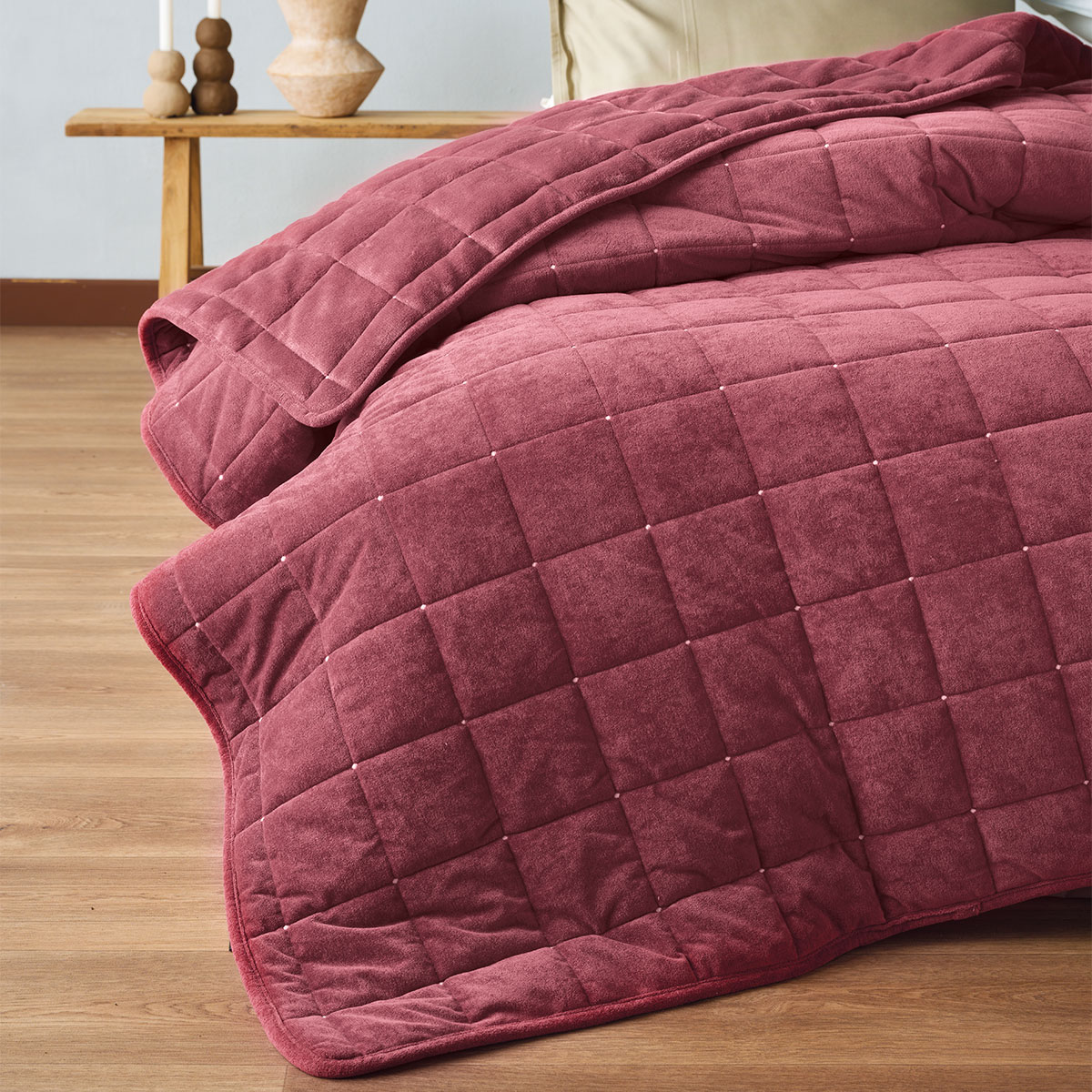 Λεπτό Πάπλωμα Βελουτέ King Size (240X260) Kentia Stylish Sutton 05 Bordo Λευκά Είδη Κρεβατοκάμαρας Παπλώματα Spitishop