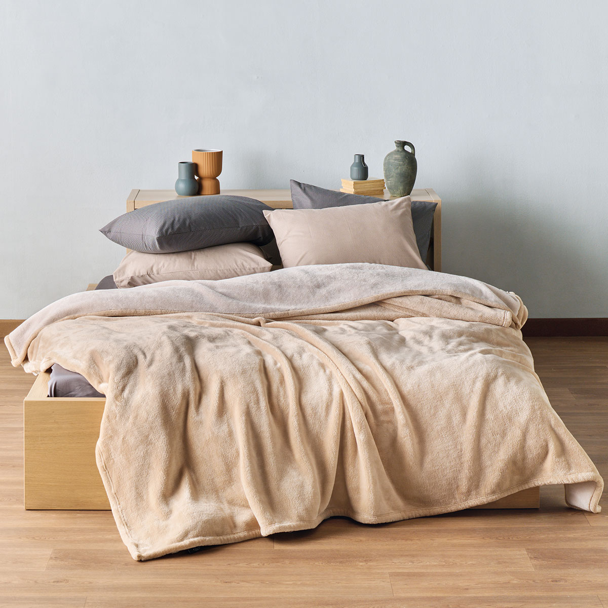 Κουβέρτα Βελουτέ Ημίδιπλη (180x220) Kentia Loft Yolanda 12 Beige