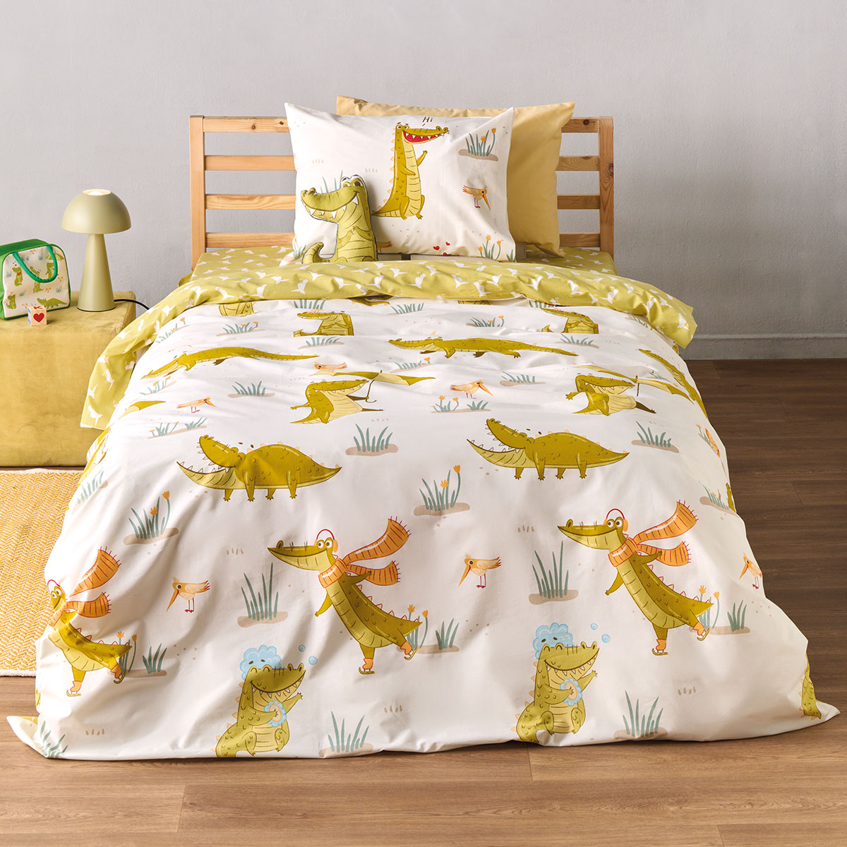Παπλωματοθήκη Μονή (Σετ 165x245) 2 Όψεων Kentia Kids Cocordilo