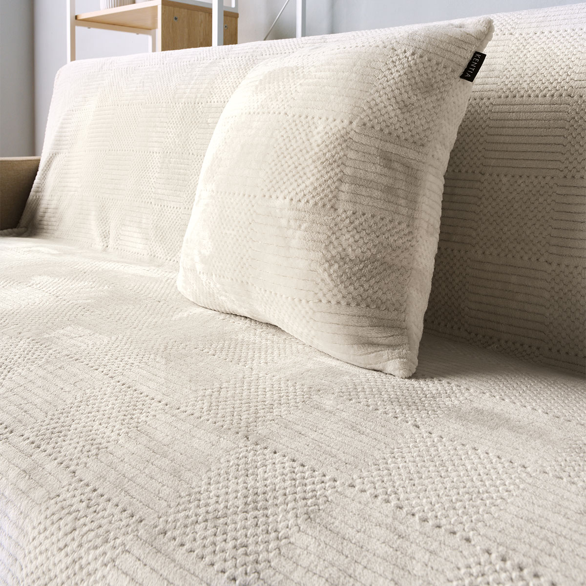 Ριχτάρι Καναπέ Τριθέσιου Fleece (180X280) Kentia Versus Sydney 12 Ecru Λευκά Είδη Σαλονιού Ριχτάρια Spitishop