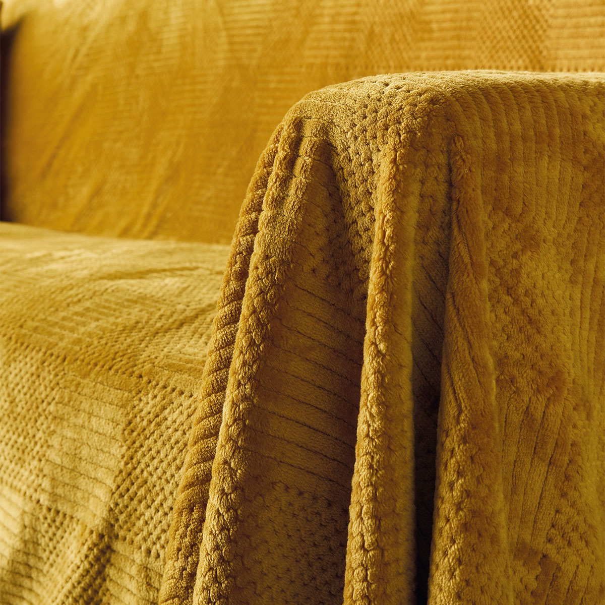 Ριχτάρι Καναπέ Διθέσιου Fleece (180X250) Kentia Versus Sydney 28 Ochre Λευκά Είδη Σαλονιού Ριχτάρια Spitishop