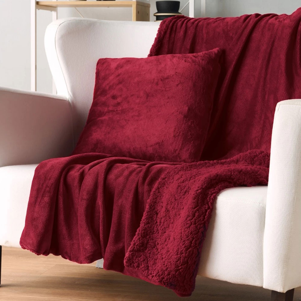 Διακοσμητικό Ριχτάρι Fleece Κουβέρτα Καναπέ (130X170) Kentia Stylish Ivanna 05 Bordeaux Λευκά Είδη Σαλονιού Ριχτάρια Spitishop