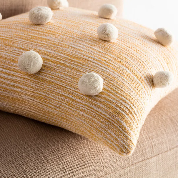 Διακοσμητική Μαξιλαροθήκη (43x43) Gofis Home Poms Mustard 555/10