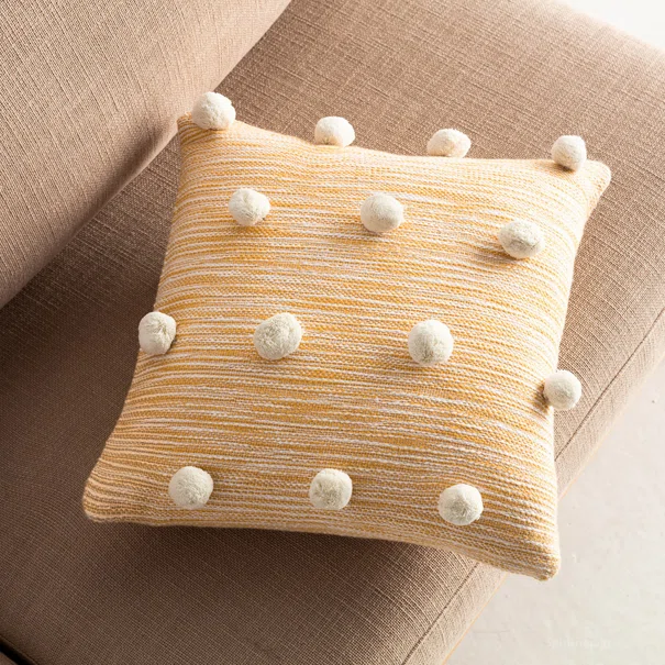 Διακοσμητική Μαξιλαροθήκη (43x43) Gofis Home Poms Mustard 555/10