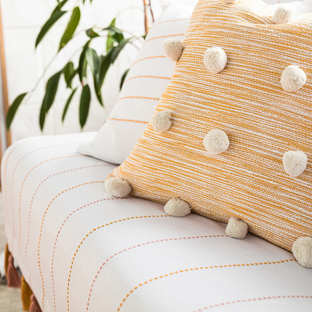 Διακοσμητική Μαξιλαροθήκη (43X43) Gofis Home Poms Mustard 555 10 Λευκά Είδη Σαλονιού Μαξιλάρια Διακοσμητικά Διακοσμητικές Μαξιλαροθήκες Spitishop
