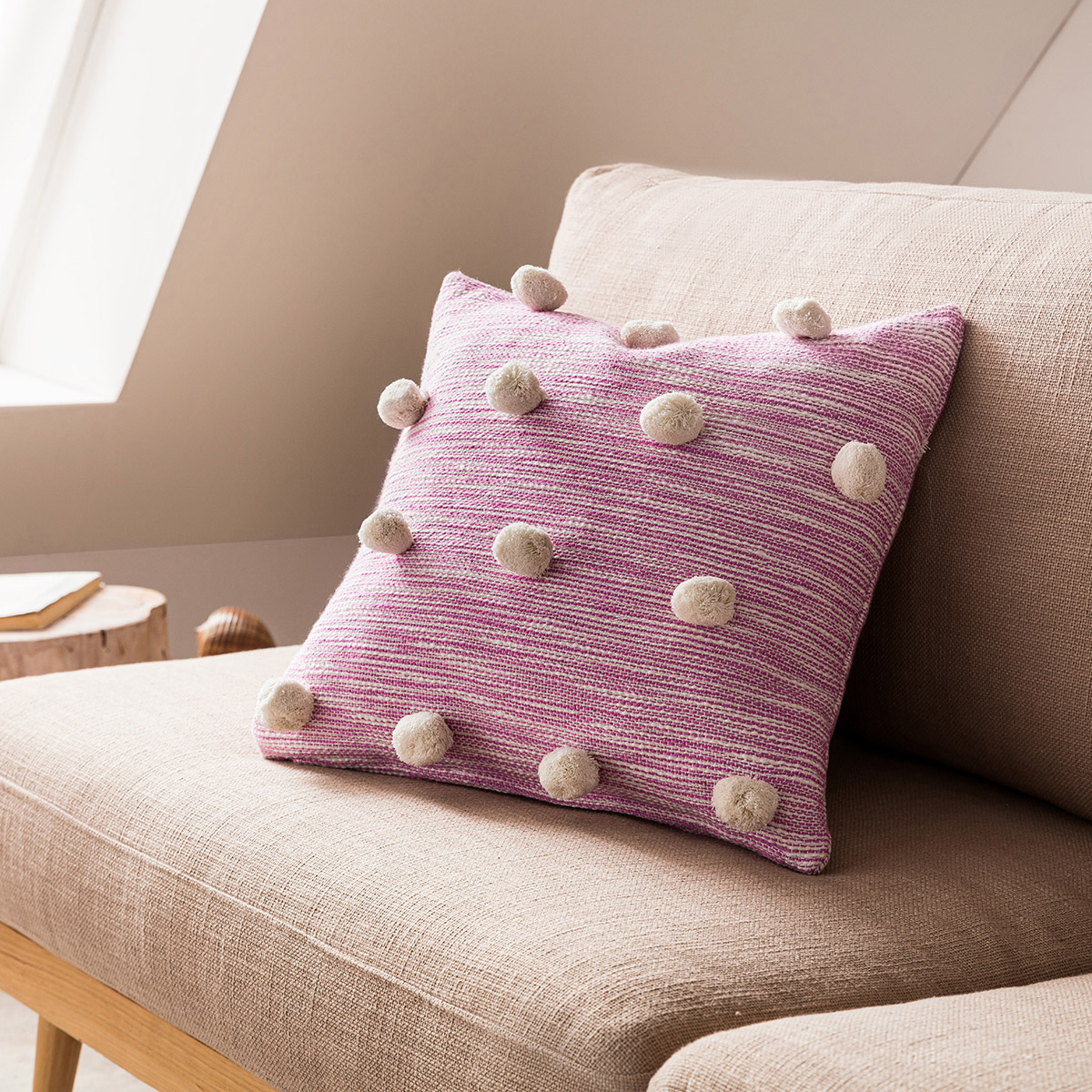 Διακοσμητική Μαξιλαροθήκη (43x43) Gofis Home Poms Fuchsia 555/23