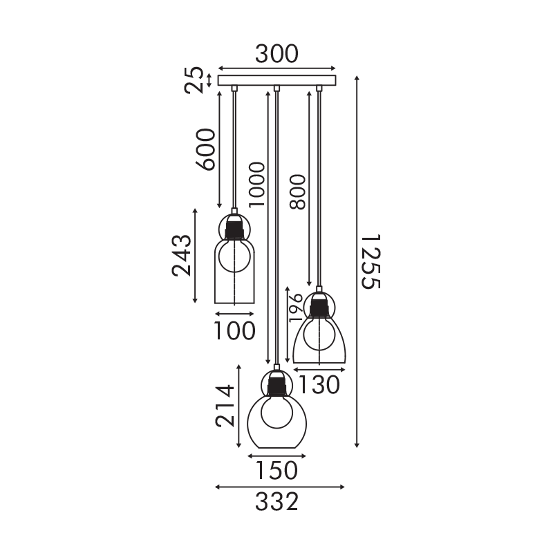 Φωτιστικό Οροφής Τρίφωτο Aca Juliette Lt38233Pcb Cognac Brass Φωτιστικά Κρεμαστά Spitishop