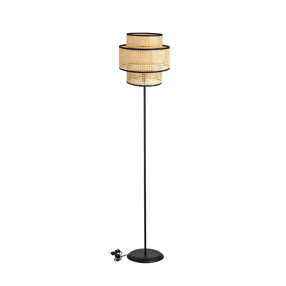 Φωτιστικό Δαπέδου Heronia Vienna 31-1391 Black/Rattan