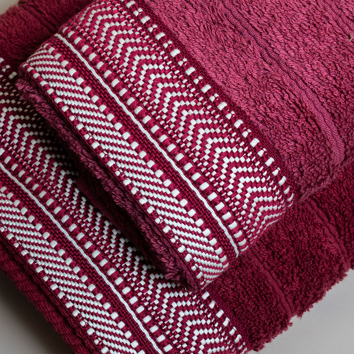 Πετσέτες Μπάνιου (Σετ 3τμχ) White Fabric Amly Bordeaux 600gsm