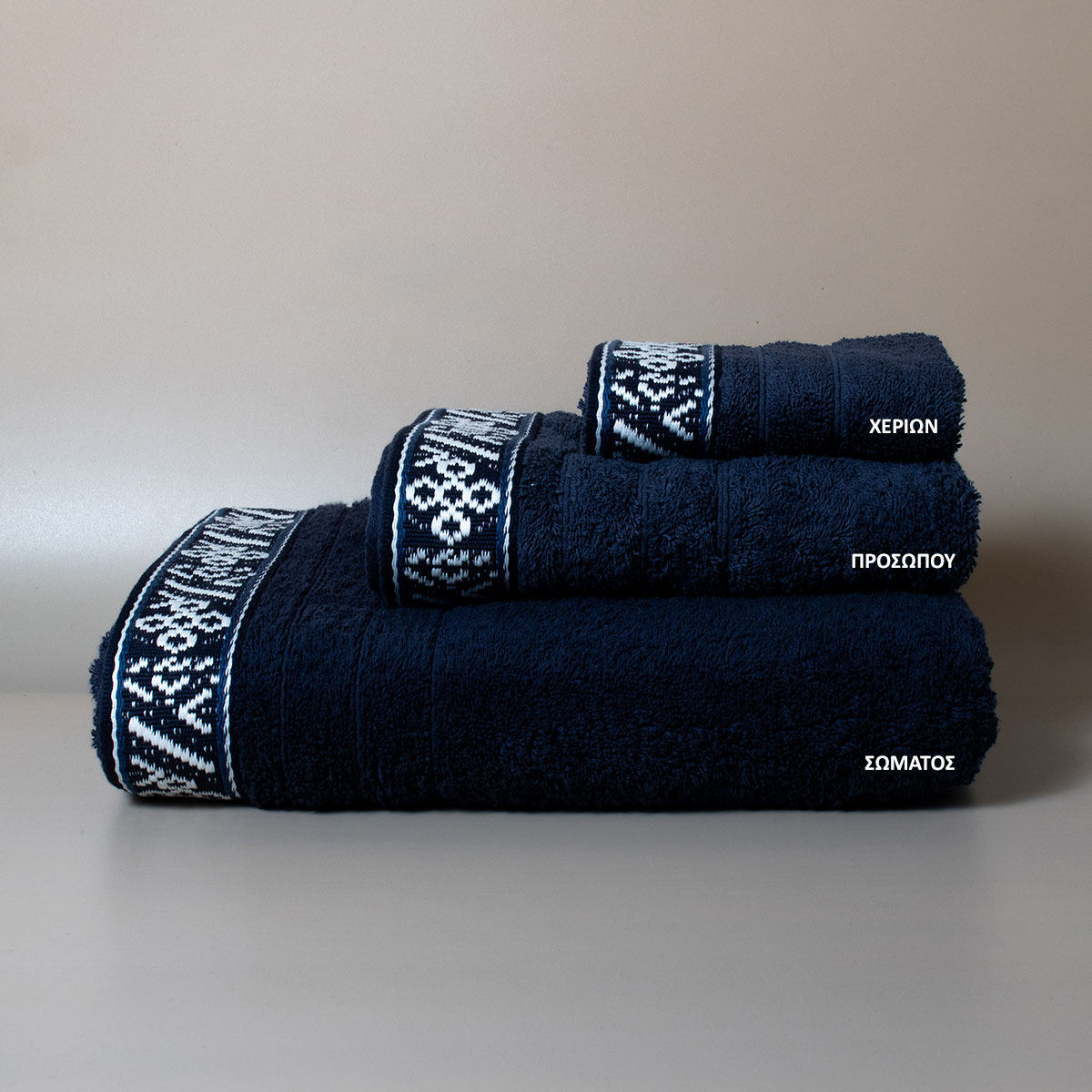 Πετσέτα Χεριών (30x50) White Fabric Jowls Blue 600gsm