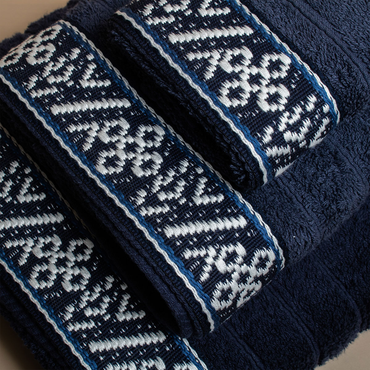 Πετσέτα Προσώπου (50X100) White Fabric Jowls Blue 600Gsm Λευκά Είδη Μπάνιου Πετσέτες Spitishop
