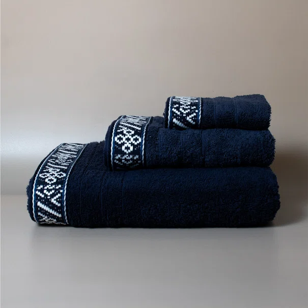 Πετσέτες Μπάνιου (Σετ 3τμχ) White Fabric Jowls Blue 600gsm
