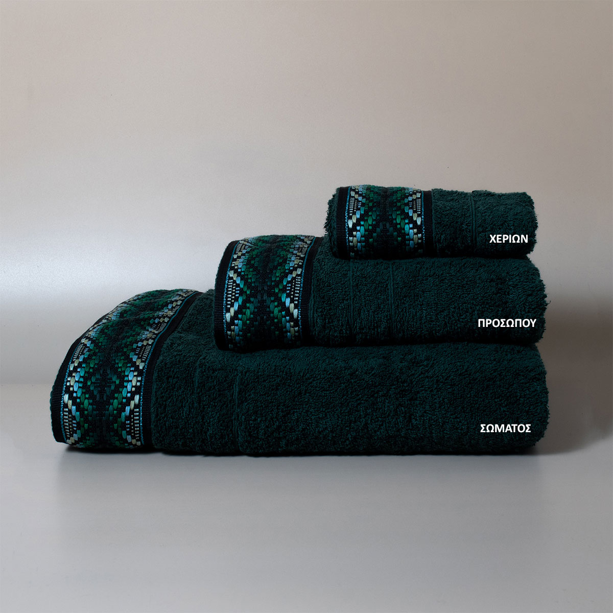 Πετσέτα Χεριών (30x50) White Fabric Kella Green 600gsm