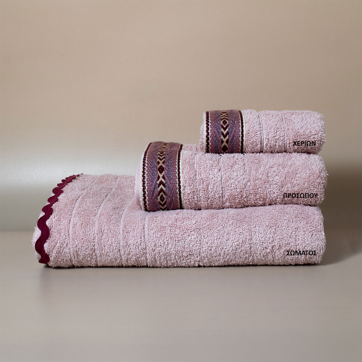 Πετσέτα Προσώπου (50x100) White Fabric Lima Pink 600gsm