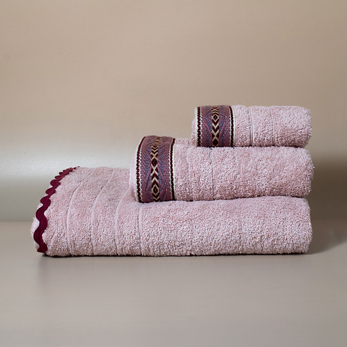 Πετσέτες Μπάνιου (Σετ 3τμχ) White Fabric Lima Pink 600gsm
