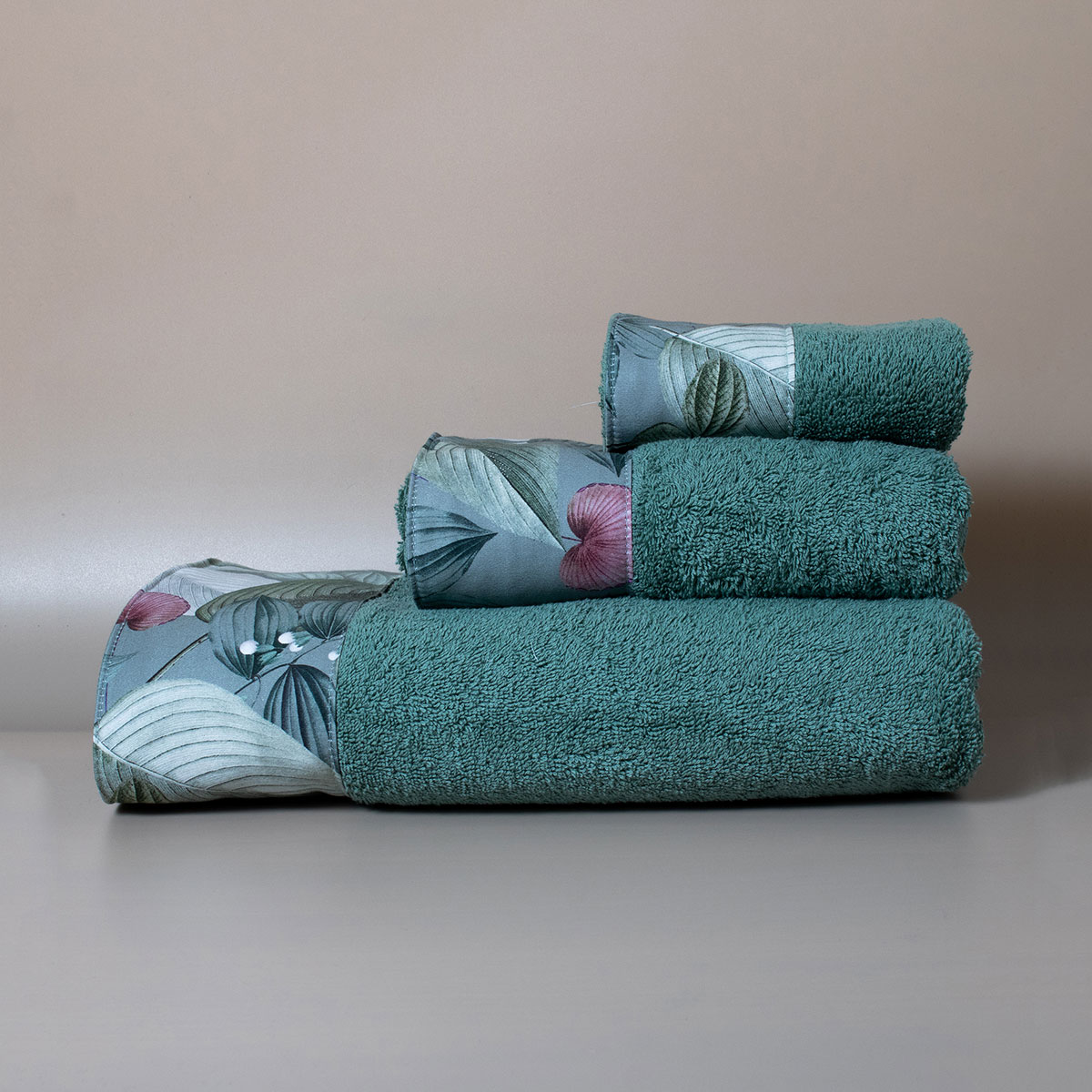 Πετσέτες Μπάνιου (Σετ 3τμχ) White Fabric Somet Green 600gsm