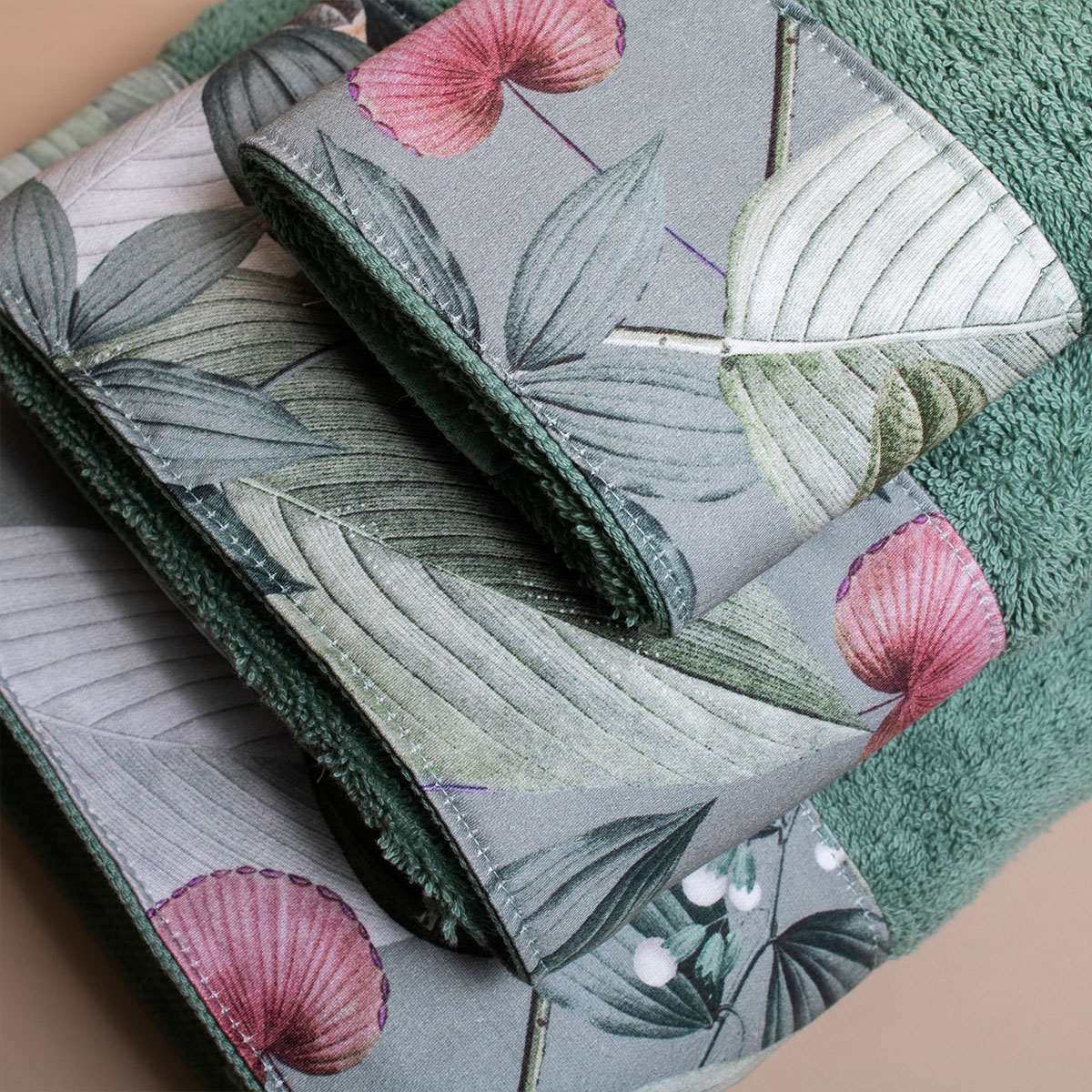 Πετσέτες Μπάνιου (Σετ 3Τμχ) White Fabric Somet Green 600Gsm Λευκά Είδη Σετ Spitishop