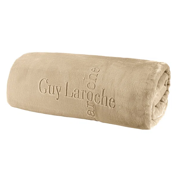 Κουβέρτα Βελουτέ Υπέρδιπλη (220x240) Guy Laroche Logo Almond
