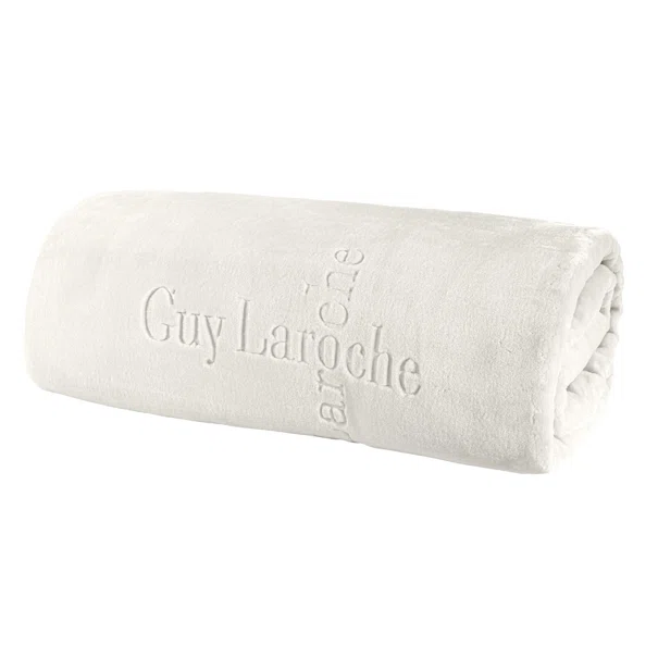 Κουβέρτα Βελουτέ Μονή (160x220) Guy Laroche Logo Ivory
