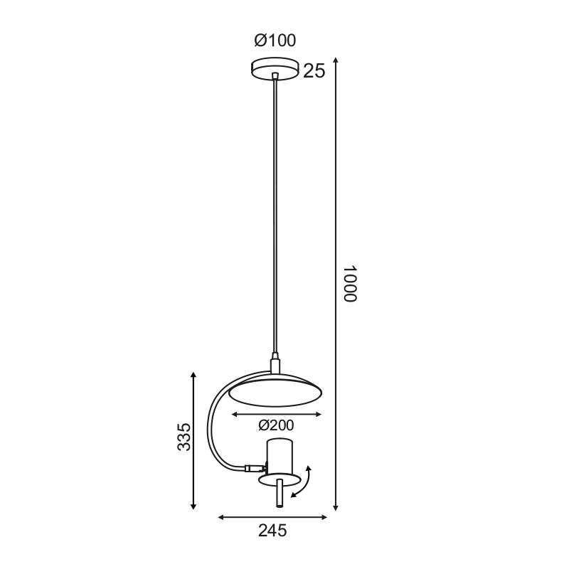 Φωτιστικό Οροφής Μονόφωτο Aca Parachute Zm931P25B Black Φωτιστικά Κρεμαστά Spitishop