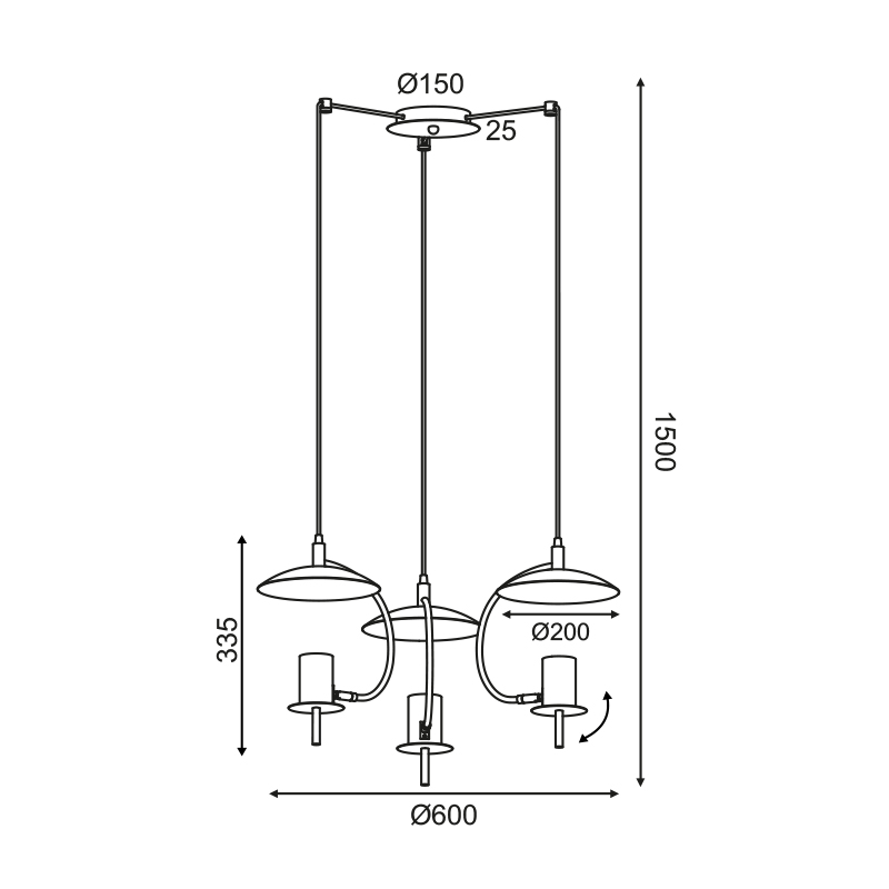 Φωτιστικό Οροφής Τρίφωτο Aca Parachute Zm933P60B Black Φωτιστικά Σαλονιού Spitishop