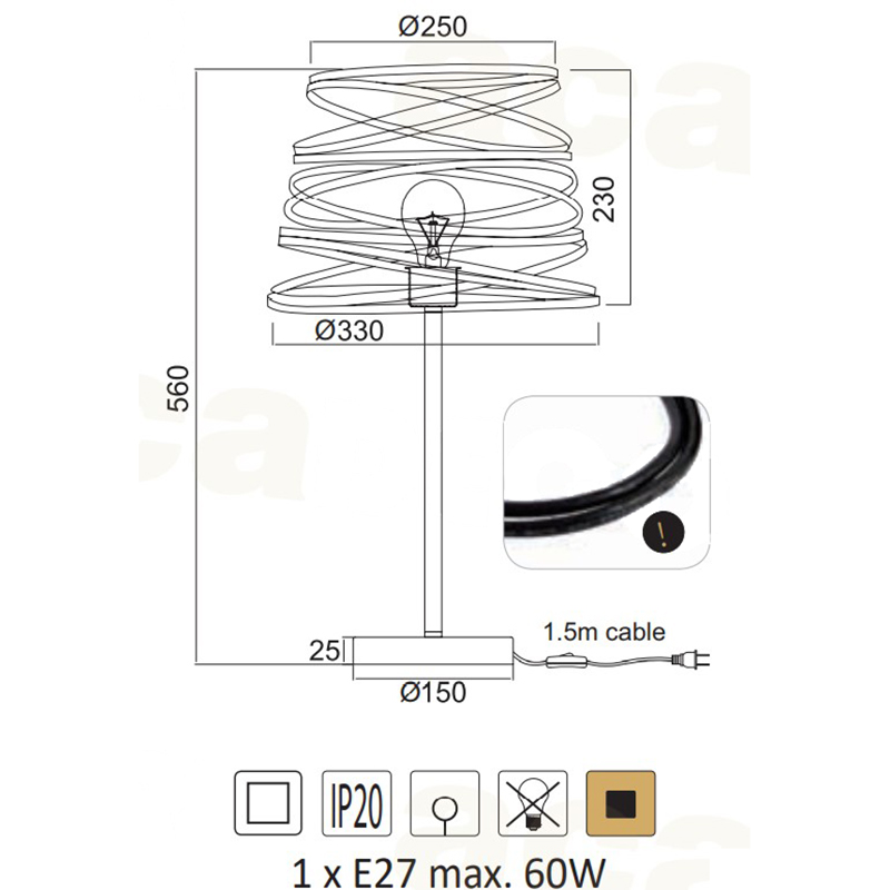 Πορτατίφ Aca Jazz Ks1538Tb Black Matt Φωτιστικά Επιτραπέζια Spitishop