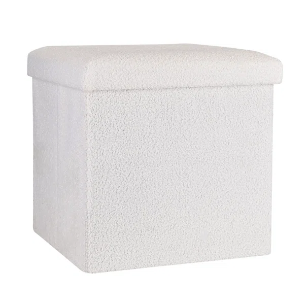 Σκαμπό Με Αποθηκευτικό Χώρο (38x38x38) Estia Cube Teddy White 03-35921