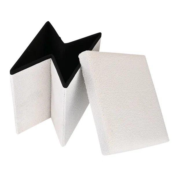 Σκαμπό Με Αποθηκευτικό Χώρο (38x38x38) Estia Cube Teddy White 03-35921