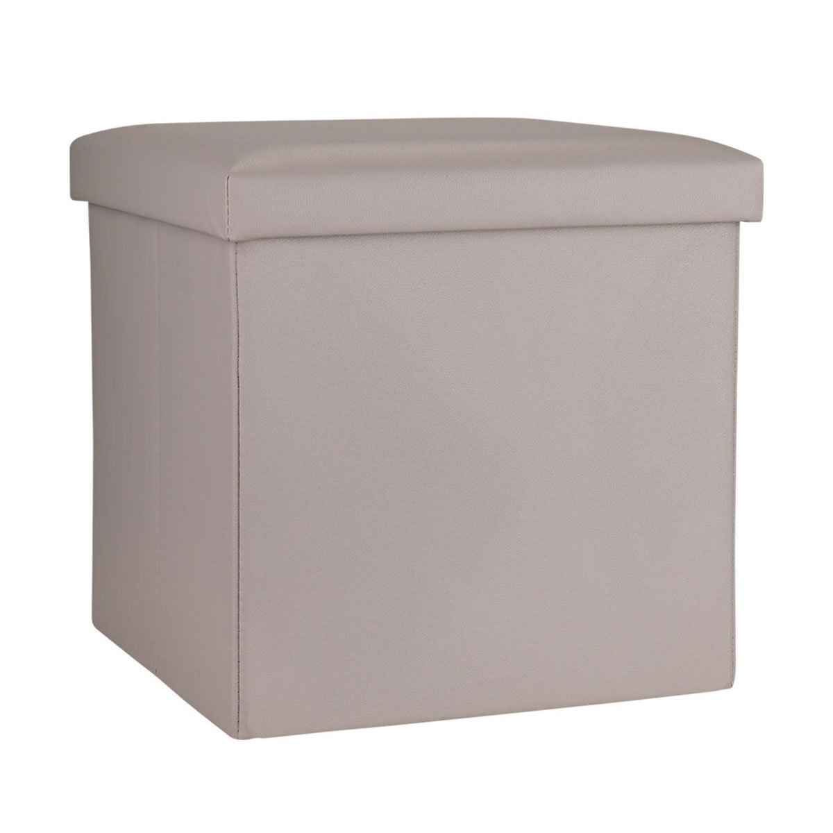Σκαμπό Με Αποθηκευτικό Χώρο (38x38x38) Estia Cube Leather Taupe 03-35907