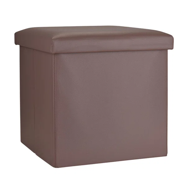Σκαμπό Με Αποθηκευτικό Χώρο (38x38x38) Estia Cube Leather Brown 03-35914
