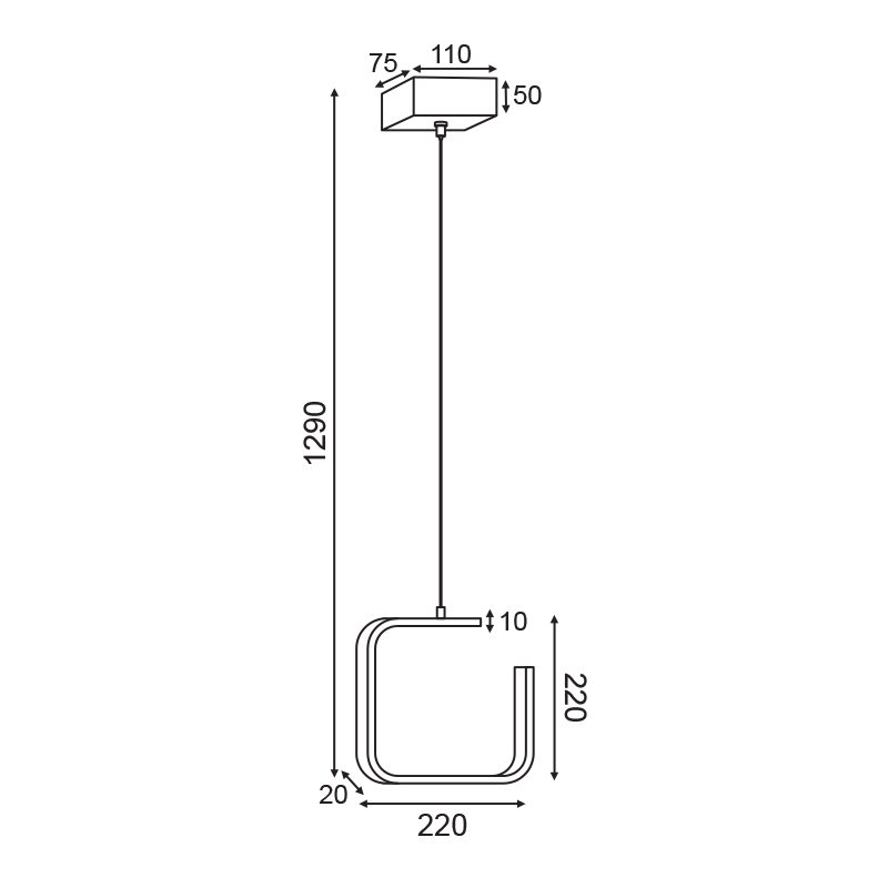 Φωτιστικό Οροφής Μονόφωτο Led Aca Euclid1 V27Ledp22Bk Black Φωτιστικά Κρεμαστά Spitishop