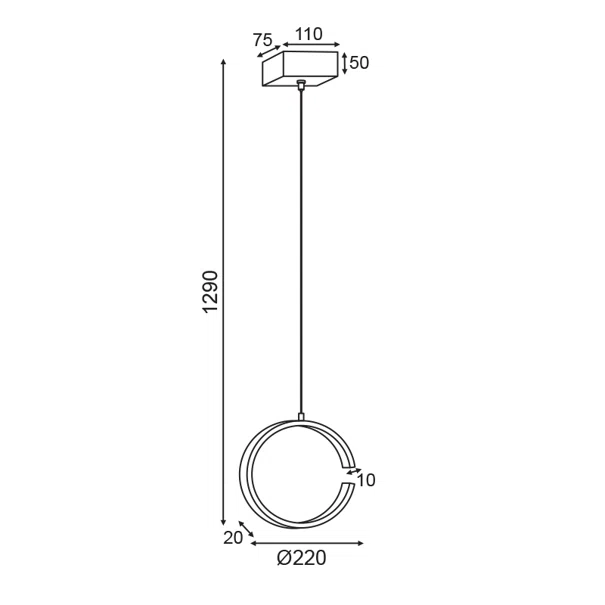 Φωτιστικό Οροφής LED Aca Euclid3 V28LEDP22BK Black