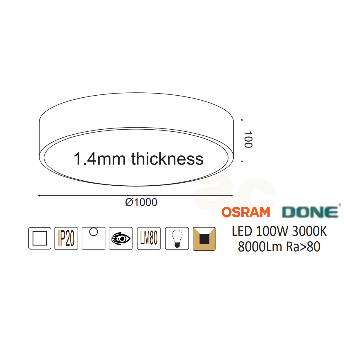 Φωτιστικό Πλαφονιέρα Led Aca Optimus V29Ledc100Wh White Φωτιστικά Οροφής Spitishop