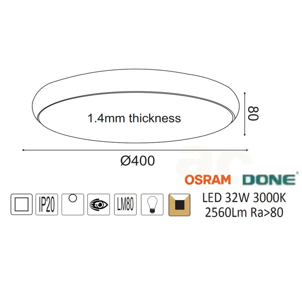 Φωτιστικό Πλαφονιέρα LED Aca Kallista V27LEDC40BK Black